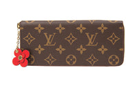 LOUIS VUITTON Clemence Wallet Monogram Blooming Flowers Coquelicot Lining