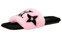 LOUIS VUITTON Fay Slide Slippers Women's Black Pink