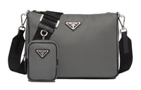 PRADA Leather Shoulder Bag Men's Gray