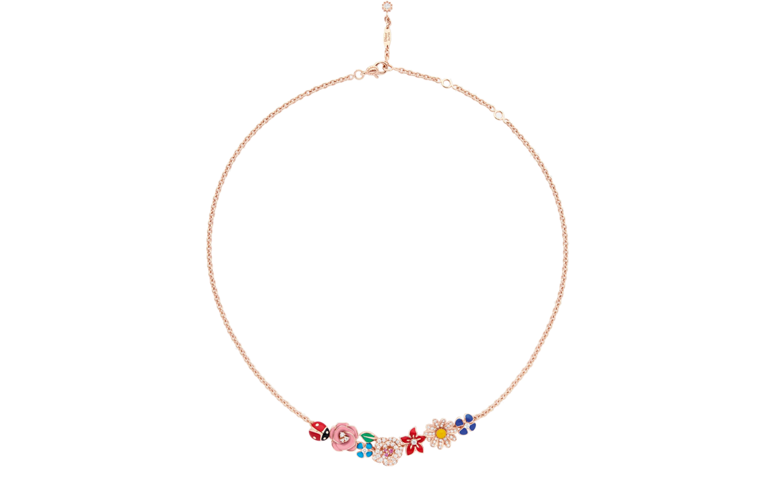 DIOR 18K Rose Gold Diamond Sapphire Paint Necklaces Women's Rose Gold