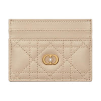 DIOR Lambskin Card Holder Women's Pink Beige