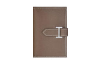 HERMES Bearn Epsom Leather Card Holder, Wallet Regular Unisex Elephant Gray