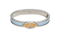 HERMES Enamel Palladium-Plated Metal Parts Bangles Unisex Blue