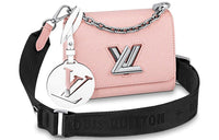 LOUIS VUITTON Leather Twisted Bag Shoulder Crossbody Handbag Mini Women's Pink