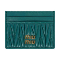 MIU MIU Matelassé Leather Card Holder Women's Lagoon Blue