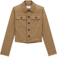 SAINT LAURENT Cropped Belted Jacket 'Chatain'