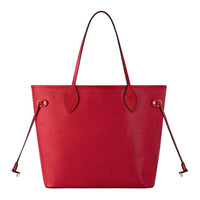 LOUIS VUITTON NEVERFULL Leather Trim Tote Bag Shopping Bag Handbag Medium Size Women's Red