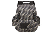 DIOR Cow Leather Double-Shoulder Backpack Laptop Bag Large Size Men's Beige Black