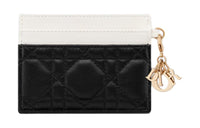 DIOR Wicker Pattern Sheepskin Card Holder Card Holder Women's Color & Milk White