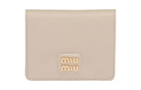 MIU MIU Leather Wallet Small Size Women's Beige