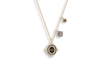 DIOR Brass Black Agate Crystal Resin Necklaces Unisex Gold