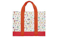 HERMES Canvas Canvas Bag Tote Bag Shopping Bag Handbag Small Size Women's Orange/Red White