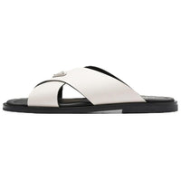 PRADA Saffiano Rubber Sole Quick Dry Slide Slippers Men's White