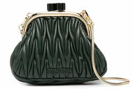 MIU MIU Leather Crossbody Bag Shoulder Bag Mini Women's Green