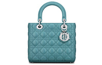 DIOR Lambskin Handbag Shoulder Bag Medium Size Women's Sky Blue
