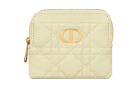 DIOR Caro Cow Leather Wallet Women's Light Yellow