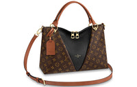 LOUIS VUITTON Cowhide Patchwork Canvas Tote Bag Shopping Bag Handbag Medium Size Women's Black