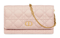 DIOR Caro Cow Leather With Leather One Shoulder Crossbody Clutch Women's Light Pink