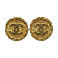 CHANEL 1993 Plated Cc Round Clip On Earrings Costume Earrings