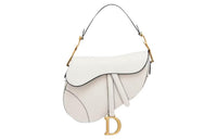 DIOR Saddle Grained Calfskin Saddle Bags One Shoulder Handbags Women's White