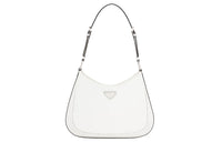PRADA Cleo Shiny Leather Shoulder Bag Women's White