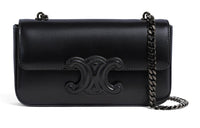 CELINE Triomphe Arc De Triomphe Allblack Shinny Smooth Cow Leather Shoulder Bag, Handbag, Shoulder Bag Women's Black