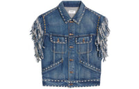 CELINE Stud Embellished Sleeveless Denim Vest