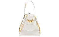 DIOR C'est Dior Old Cow Leather Bucket Bag Handbag Shoulder Bag Medium Size Women's White