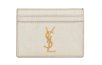 SAINT LAURENT CASSANDRE Leather Card Holder Women's Light Gold