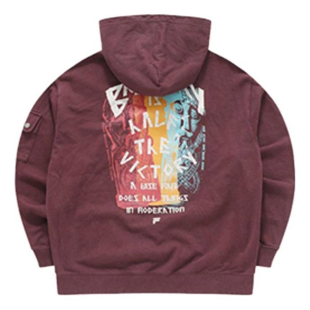 FILA FUSION Inline Workwear Hooded Sweater 'Burgundy' T11M343203F-BN