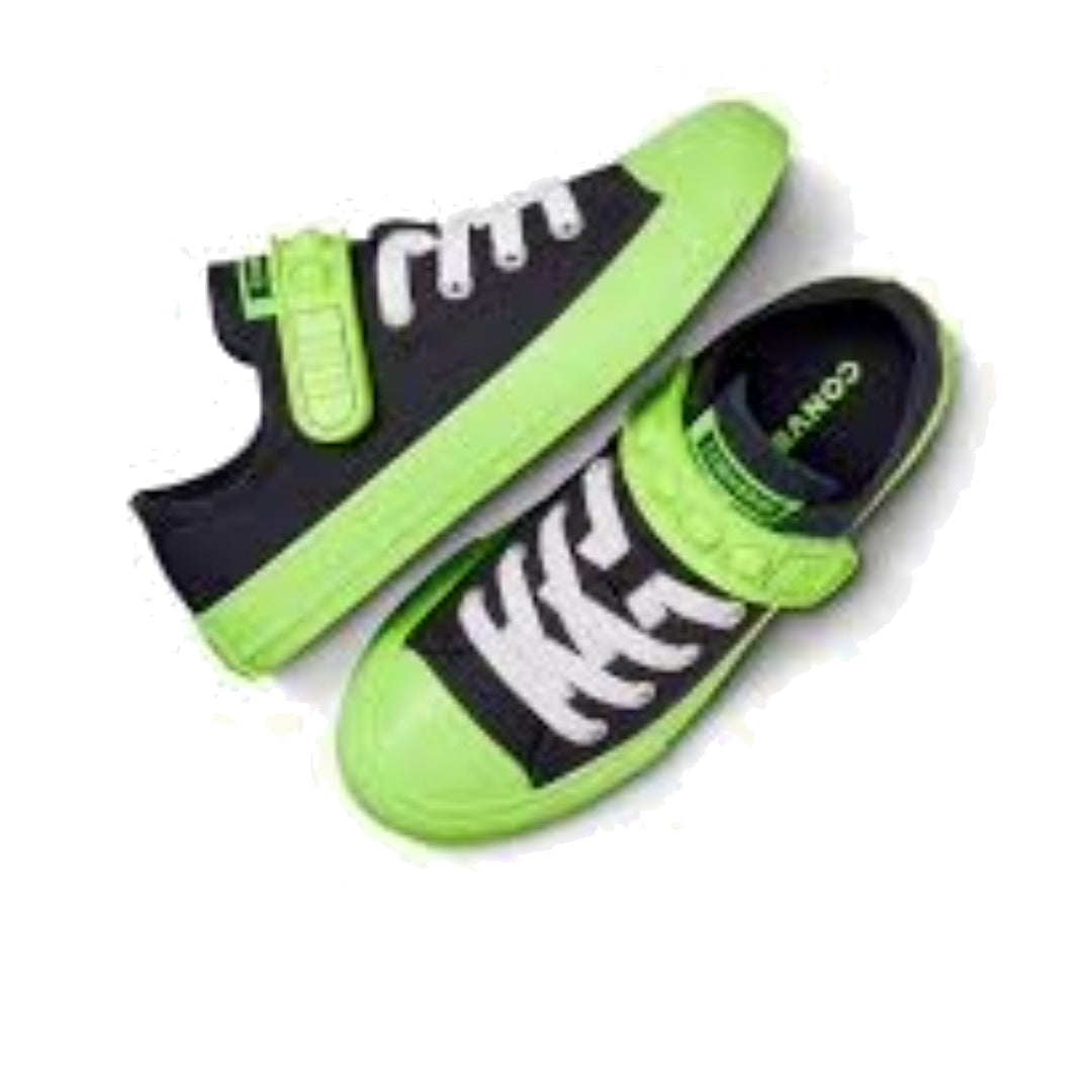 (GS) Converse Chuck Taylor All Star Bubble Strap Easy On Hyper Brights Low Top 'Black Green' A07698C