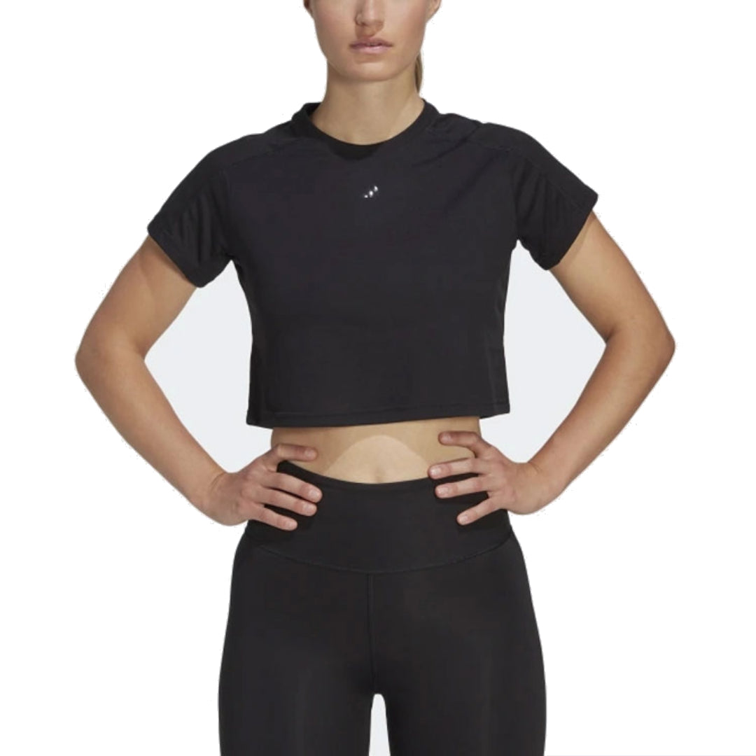 (WMNS) adidas Aeroready Train Essentials 3 Bar Logo Crop T-Shirt Asia Sizing 'Black' HR7789