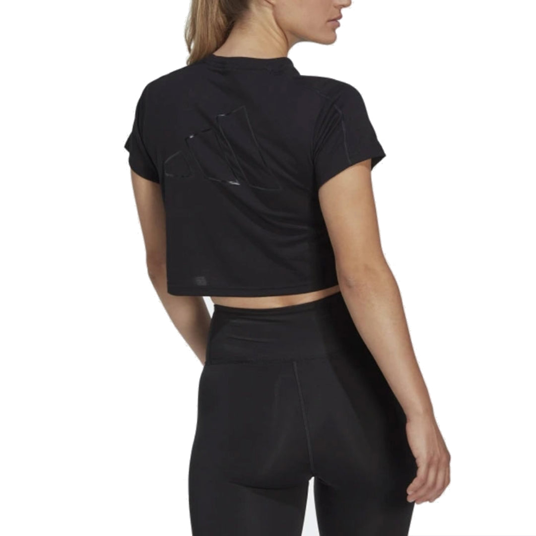 (WMNS) adidas Aeroready Train Essentials 3 Bar Logo Crop T-Shirt Asia Sizing 'Black' HR7789
