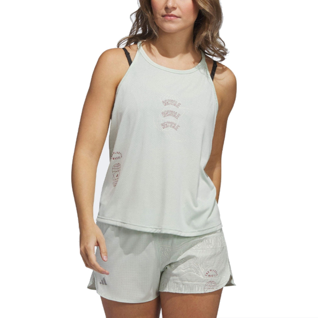 (WMNS) adidas Run for the Oceans Tank Top Asia Sizing 'Green' HZ6005