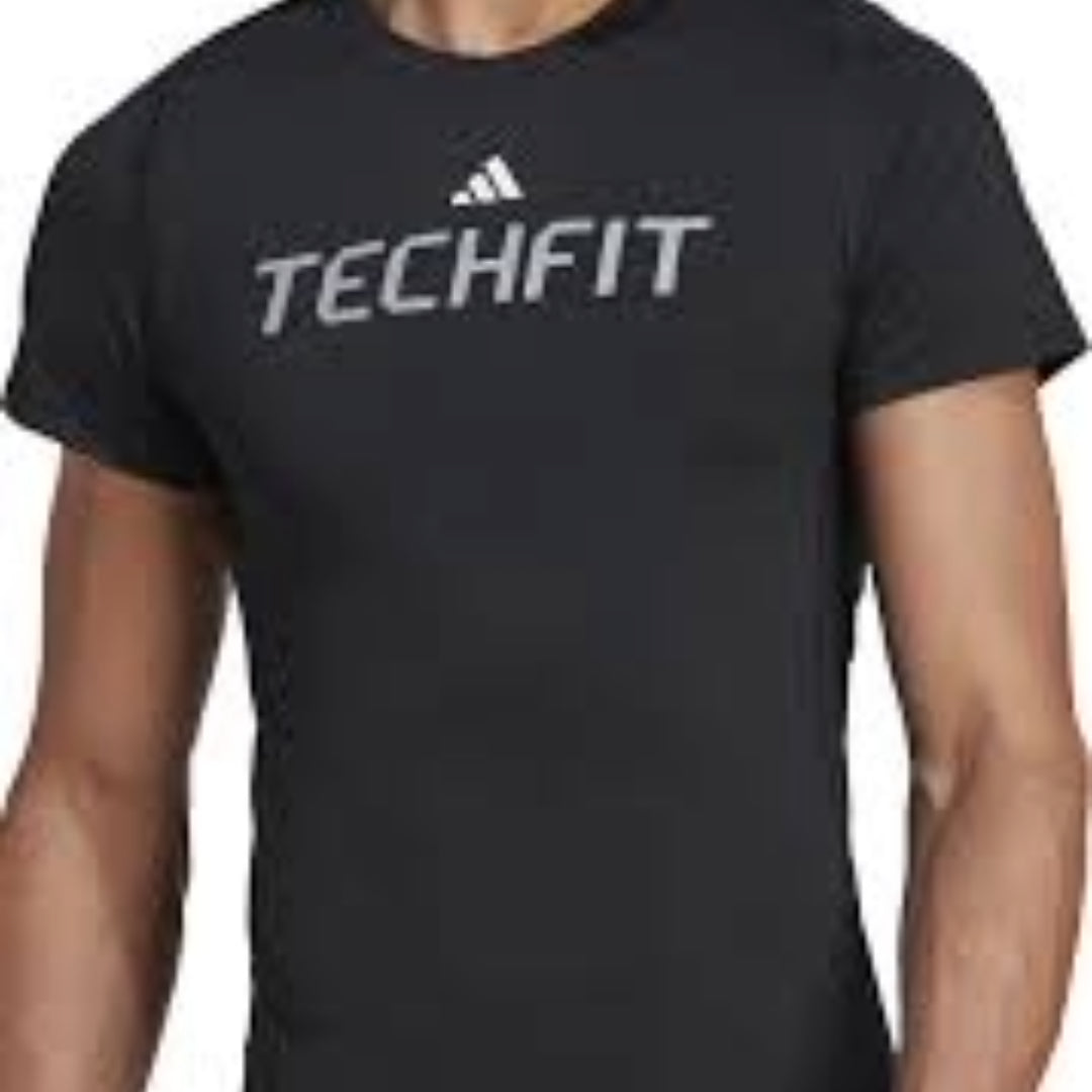 adidas Techfit Graphic T-Shirt Asia Sizing 'Black' HZ9686