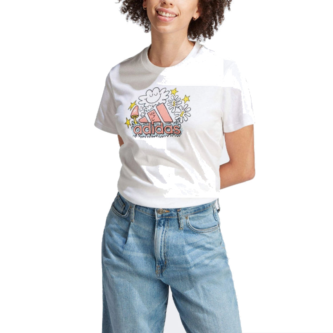 (WMNS) adidas Doodle Graphic T-Shirt Asia Sizing 'White' IB4887