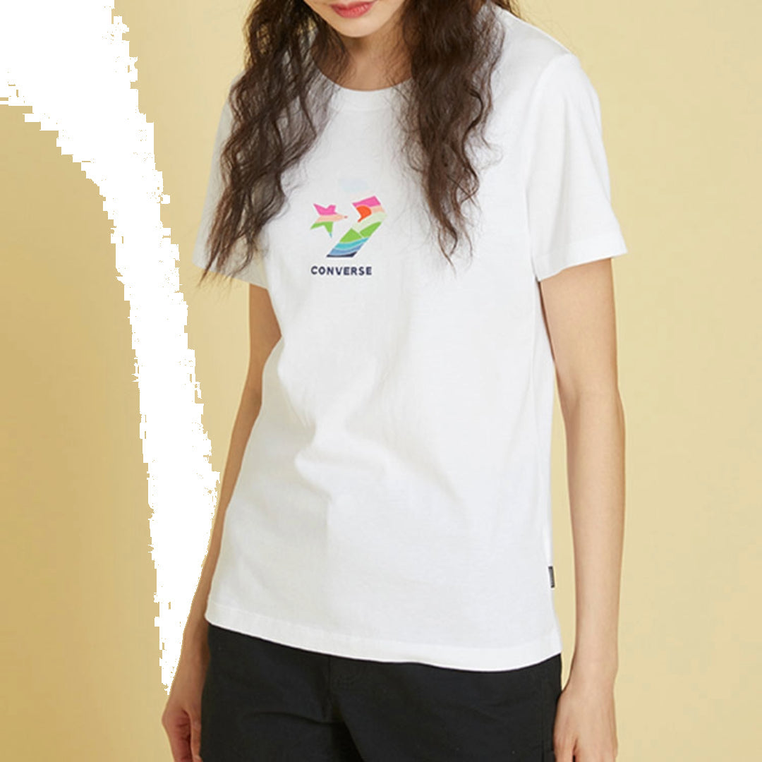 (WMNS) Converse Sun Fill Star Chevron Classic T-Shirt Asia Sizing 'White' 10022179-A01