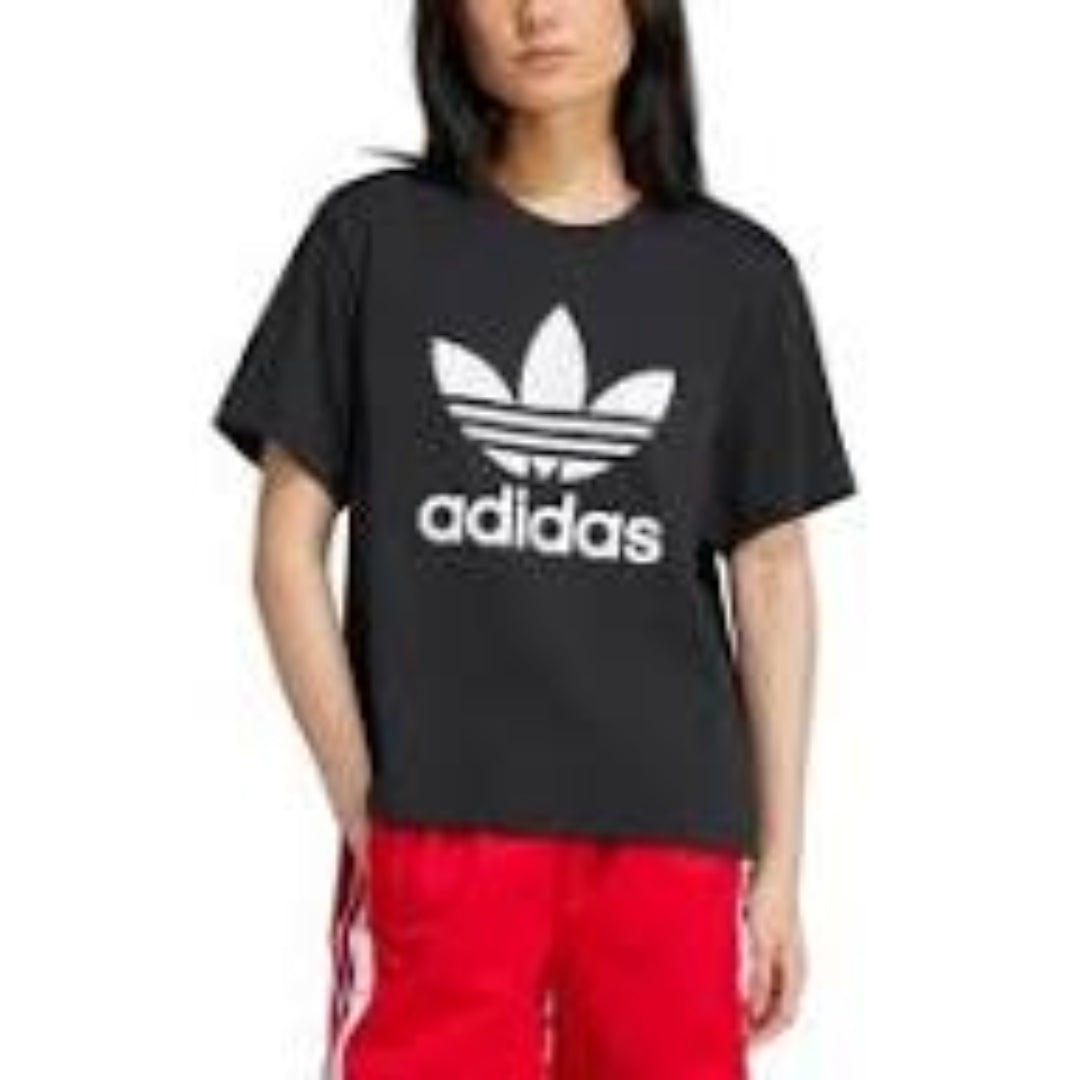 (WMNS) adidas Adicolor Trefoil Boxy T-Shirt Asia Sizing 'Black White' IU2422