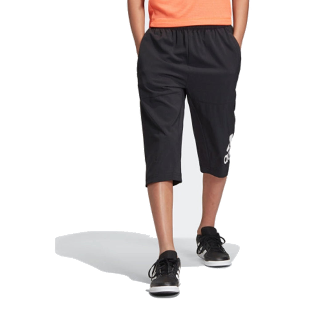 (GS) adidas 3/4 Pants Asia Sizing 'Black White' DV1387
