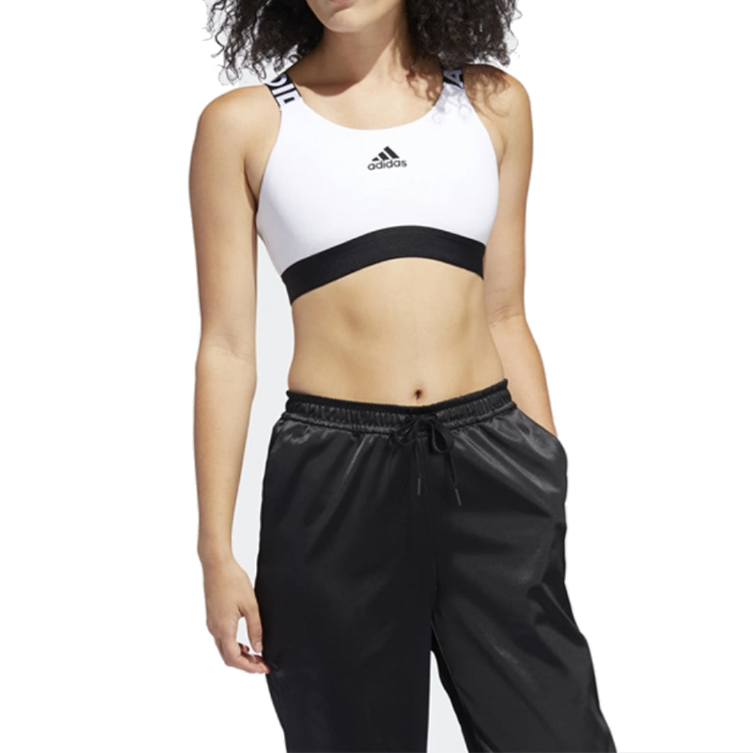 (WMNS) adidas Don't Rest Branded Bra 'White Black' Asia Sizing FJ6085