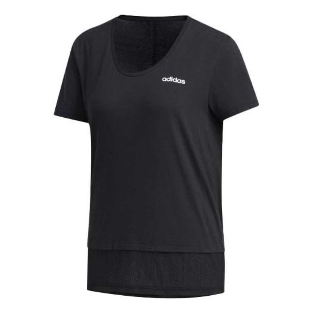 (WMNS) adidas Essentials Material Mix T-Shirt Asia Sizing 'Black' FL9262