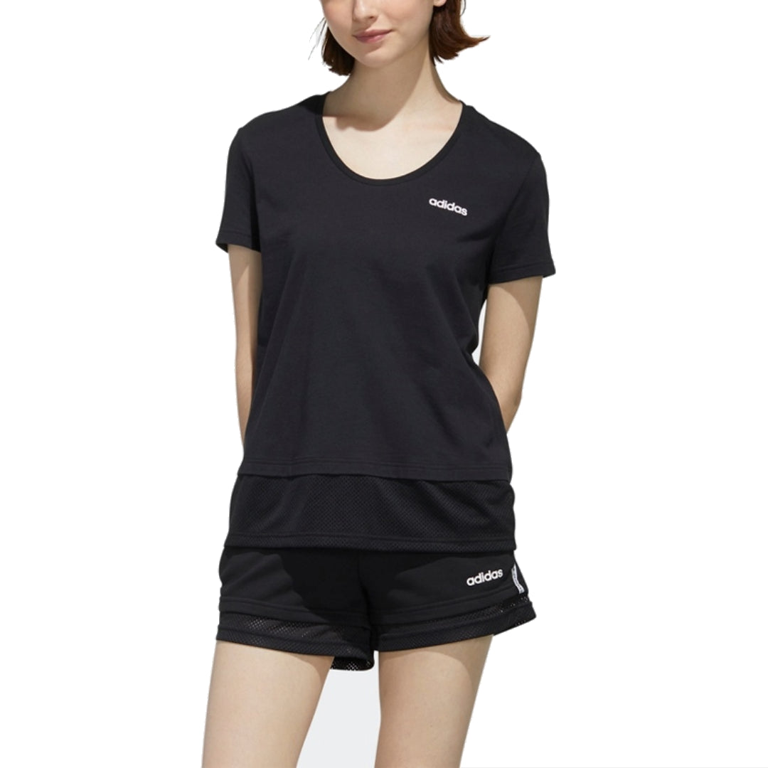 (WMNS) adidas Essentials Material Mix T-Shirt Asia Sizing 'Black' FL9262