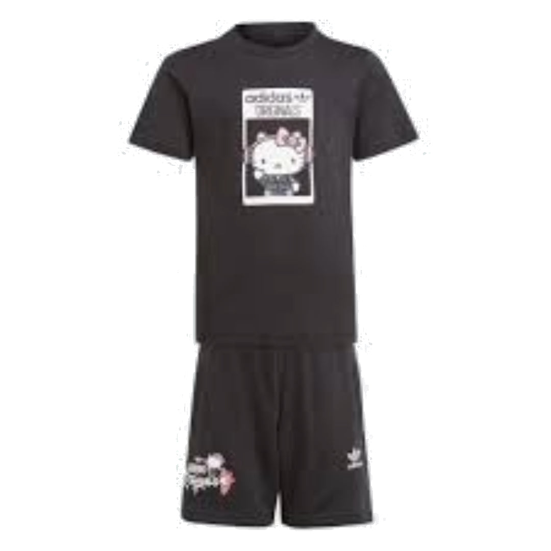 (GS) adidas Originals x Hello Kitty Short T-Shirt Set Asia Sizing 'Black White' IR9753