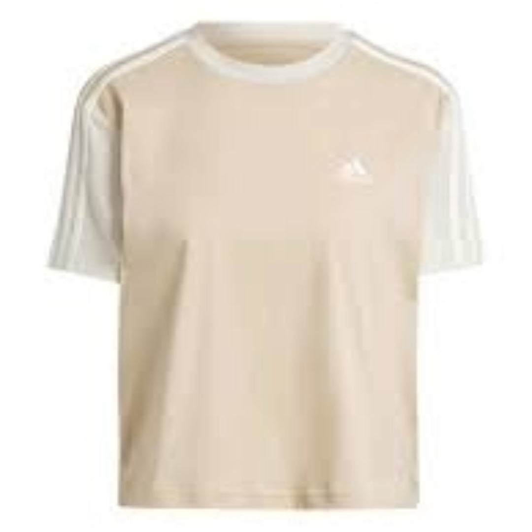 (WMNS) adidas Essentials 3-Stripes Single Jersey Crop Top Asia Sizing 'Beige White' IS1570