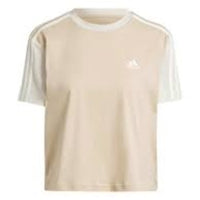 (WMNS) adidas Essentials 3-Stripes Single Jersey Crop Top Asia Sizing 'Beige White' IS1570