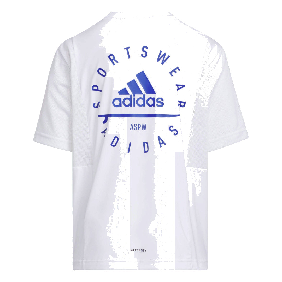 (GS) adidas Sportswear T-Shirt Asia Sizing 'White Blue' IT1773