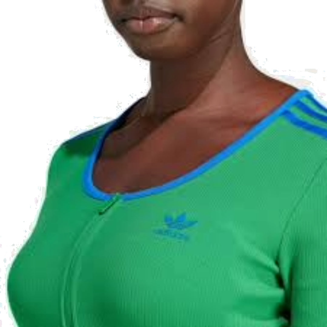 (WMNS) adidas Originals Rib Full-Zip Top Asia Sizing 'Green' JH3131