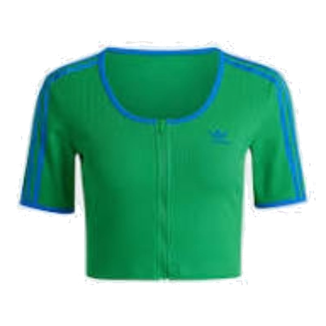 (WMNS) adidas Originals Rib Full-Zip Top Asia Sizing 'Green' JH3131