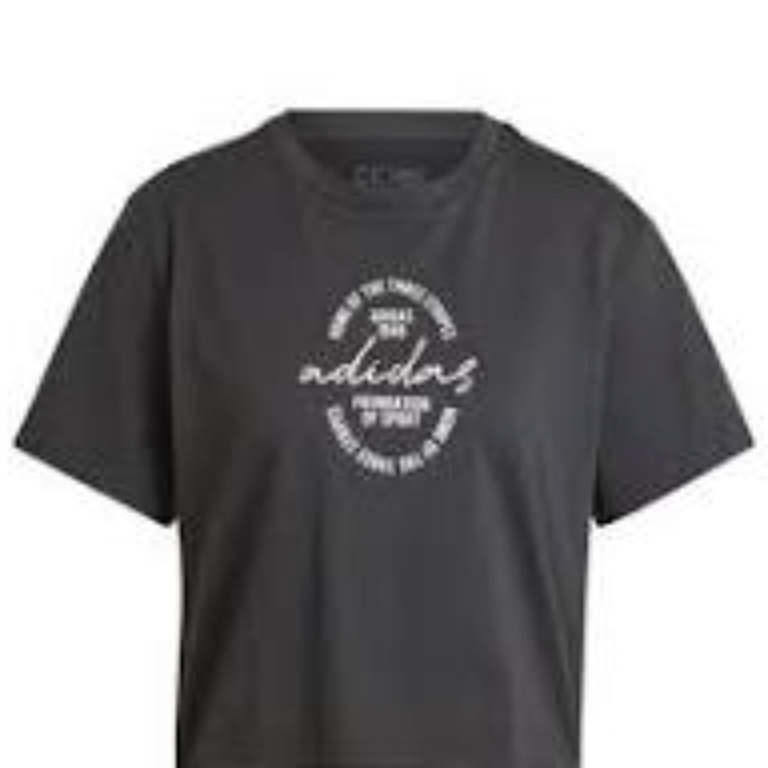 (WMNS) adidas Brand Love Signature Graphic T-Shirt Asia Sizing 'Black' IY3408
