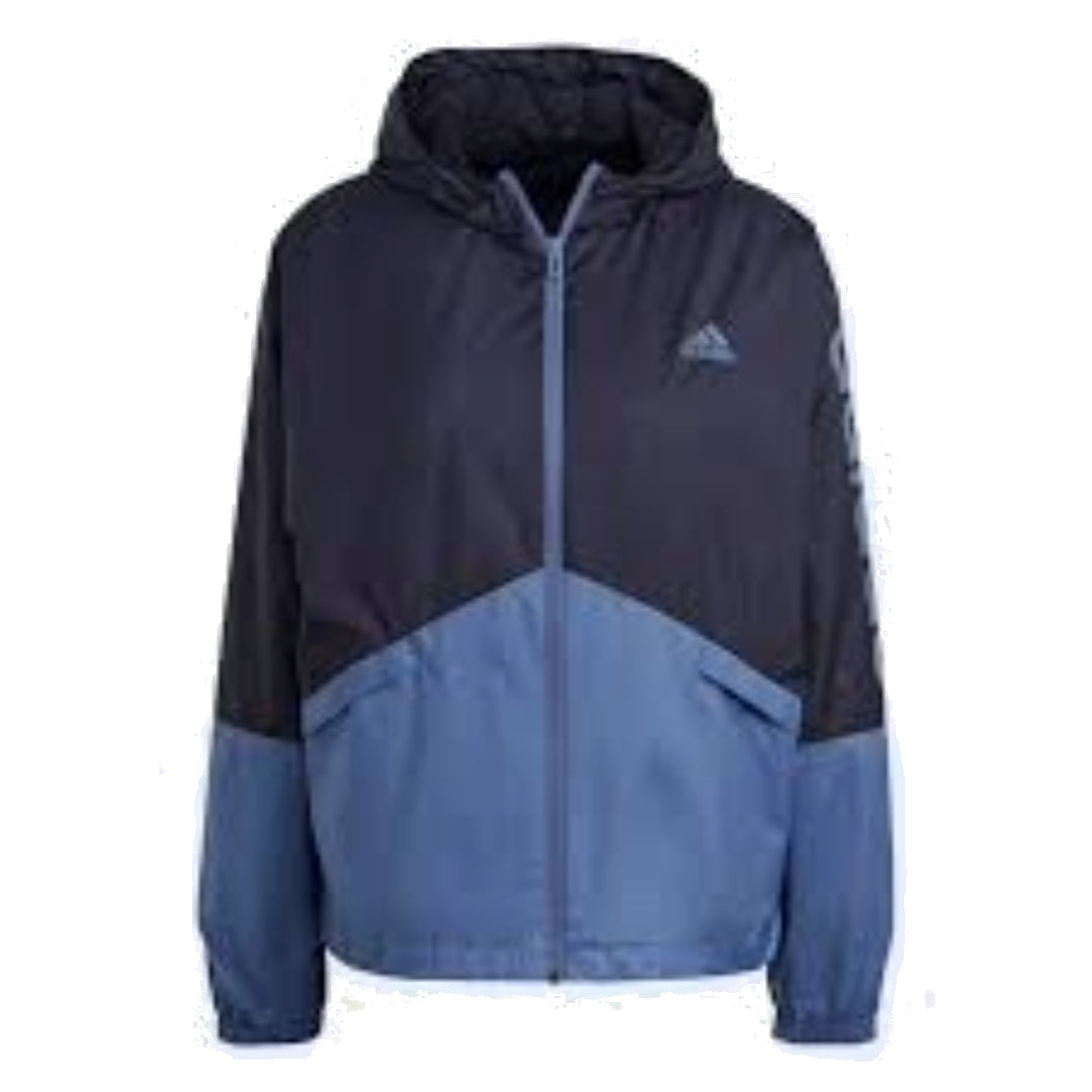 (WMNS) adidas Essentials Logo Elongated Windbreaker Asia Sizing 'Navy Teal' GM5622